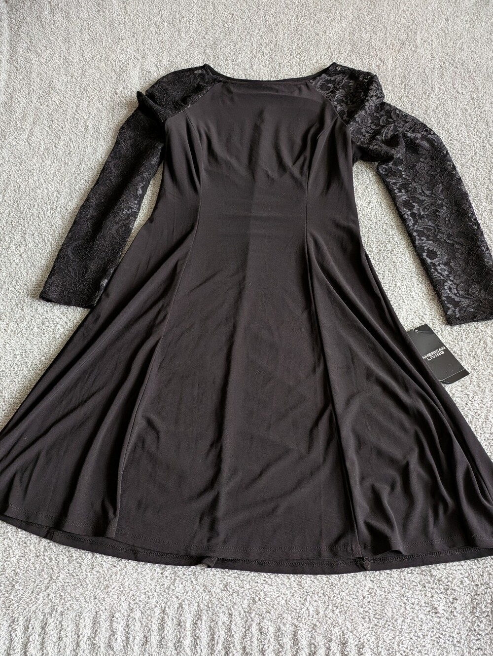🌼B2G1🌼 American Living Black Lace-Sleeve Fit & Flare Dress NWT